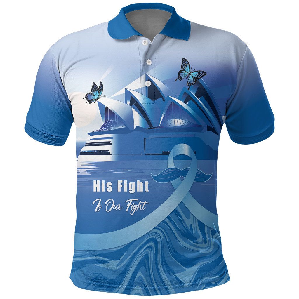 Personalised Australia Prostate Cancer Awareness Polo Shirt Aussie Blue Ribbon Sydney Opera House