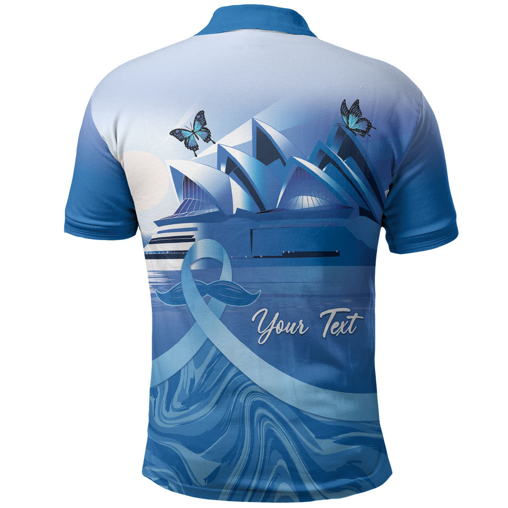 Personalised Australia Prostate Cancer Awareness Polo Shirt Aussie Blue Ribbon Sydney Opera House