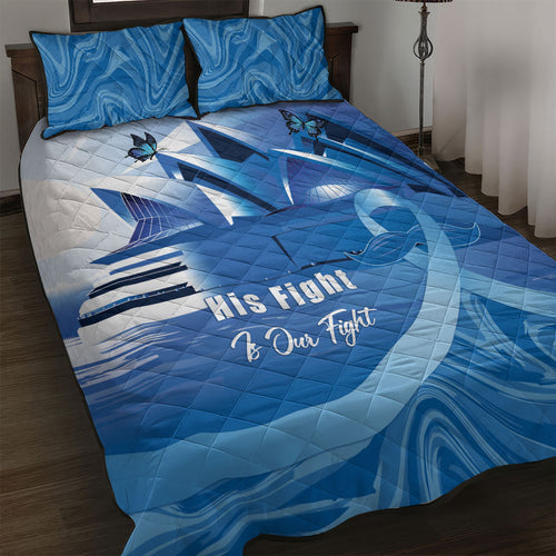 Australia Prostate Cancer Awareness Quilt Bed Set Aussie Blue Ribbon Sydney Opera House