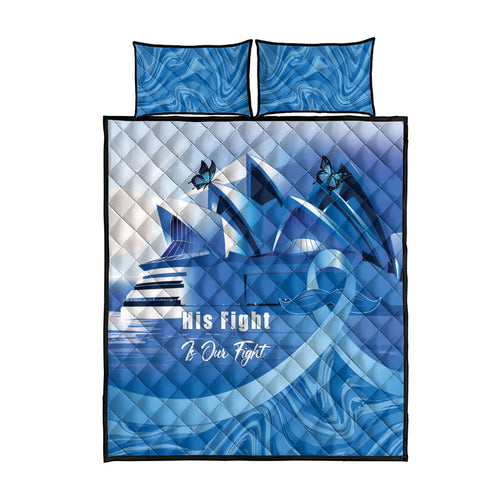 Australia Prostate Cancer Awareness Quilt Bed Set Aussie Blue Ribbon Sydney Opera House