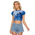 Personalised Australia Prostate Cancer Awareness Raglan Cropped T Shirt Aussie Blue Ribbon Sydney Opera House