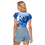Personalised Australia Prostate Cancer Awareness Raglan Cropped T Shirt Aussie Blue Ribbon Sydney Opera House