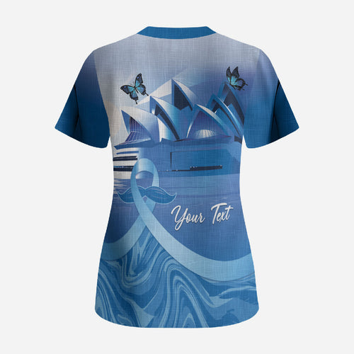 Personalised Australia Prostate Cancer Awareness Scrub Top Aussie Blue Ribbon Sydney Opera House