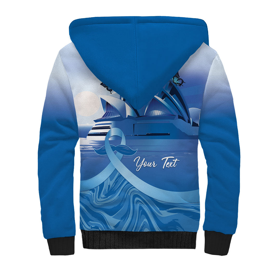 Personalised Australia Prostate Cancer Awareness Sherpa Hoodie Aussie Blue Ribbon Sydney Opera House