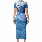 Personalised Australia Prostate Cancer Awareness Short Sleeve Bodycon Dress Aussie Blue Ribbon Sydney Opera House