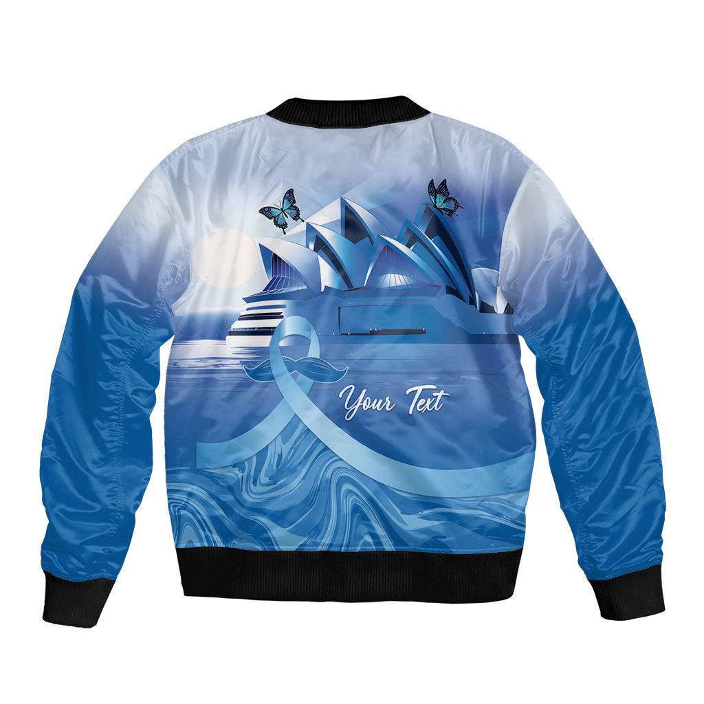 Personalised Australia Prostate Cancer Awareness Sleeve Zip Bomber Jacket Aussie Blue Ribbon Sydney Opera House