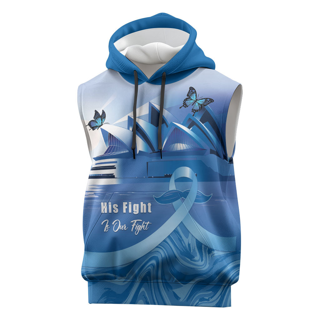 Personalised Australia Prostate Cancer Awareness Sleeveless Hoodie Aussie Blue Ribbon Sydney Opera House