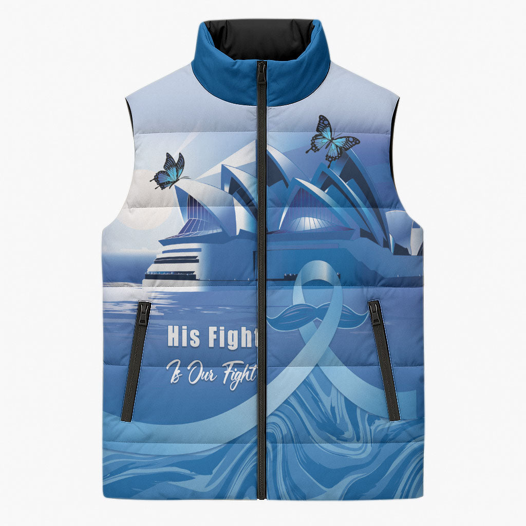 Personalised Australia Prostate Cancer Awareness Sleeveless Puffer Jacket Aussie Blue Ribbon Sydney Opera House