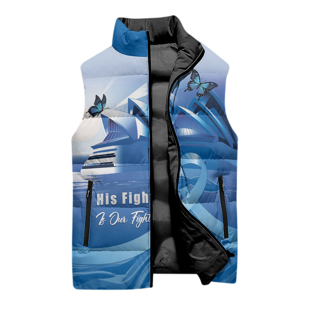 Personalised Australia Prostate Cancer Awareness Sleeveless Puffer Jacket Aussie Blue Ribbon Sydney Opera House