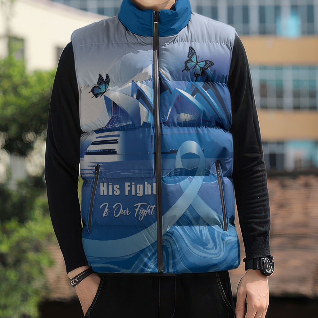 Personalised Australia Prostate Cancer Awareness Sleeveless Puffer Jacket Aussie Blue Ribbon Sydney Opera House