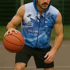 Personalised Australia Prostate Cancer Awareness Sleeveless Zip Hoodie Aussie Blue Ribbon Sydney Opera House