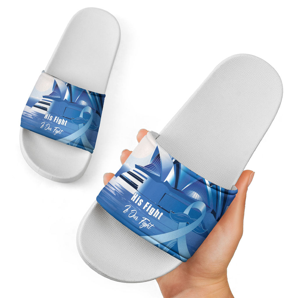 Australia Prostate Cancer Awareness Slide Sandals Aussie Blue Ribbon Sydney Opera House