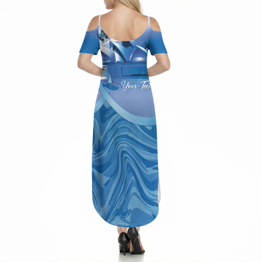 Personalised Australia Prostate Cancer Awareness Summer Maxi Dress Aussie Blue Ribbon Sydney Opera House