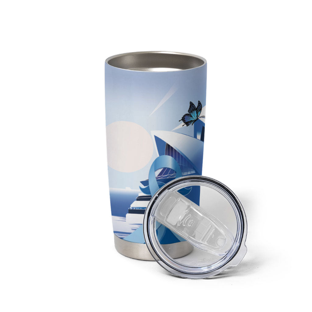 Australia Prostate Cancer Awareness Tumbler Cup Aussie Blue Ribbon Sydney Opera House