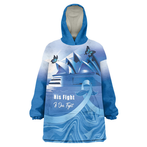 Personalised Australia Prostate Cancer Awareness Wearable Blanket Hoodie Aussie Blue Ribbon Sydney Opera House