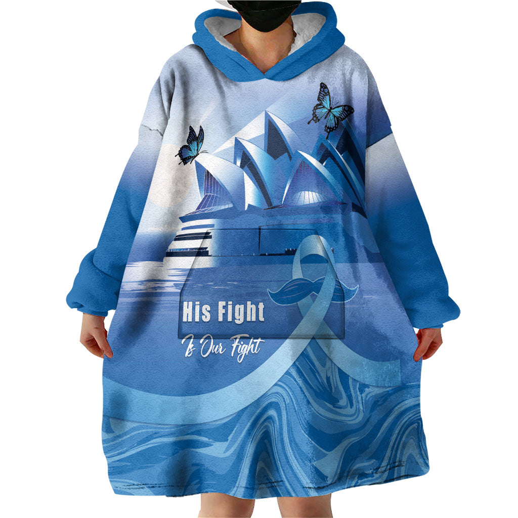 Personalised Australia Prostate Cancer Awareness Wearable Blanket Hoodie Aussie Blue Ribbon Sydney Opera House