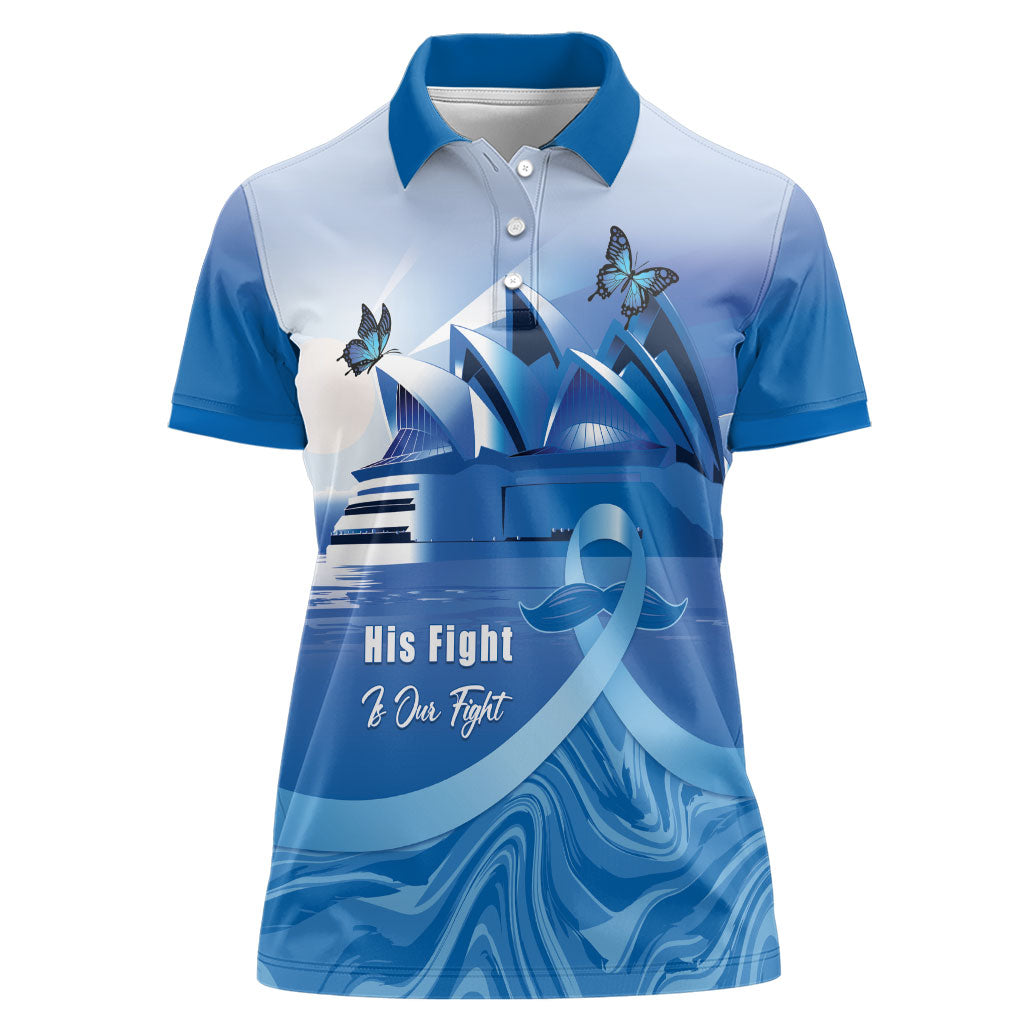 Personalised Australia Prostate Cancer Awareness Women Polo Shirt Aussie Blue Ribbon Sydney Opera House