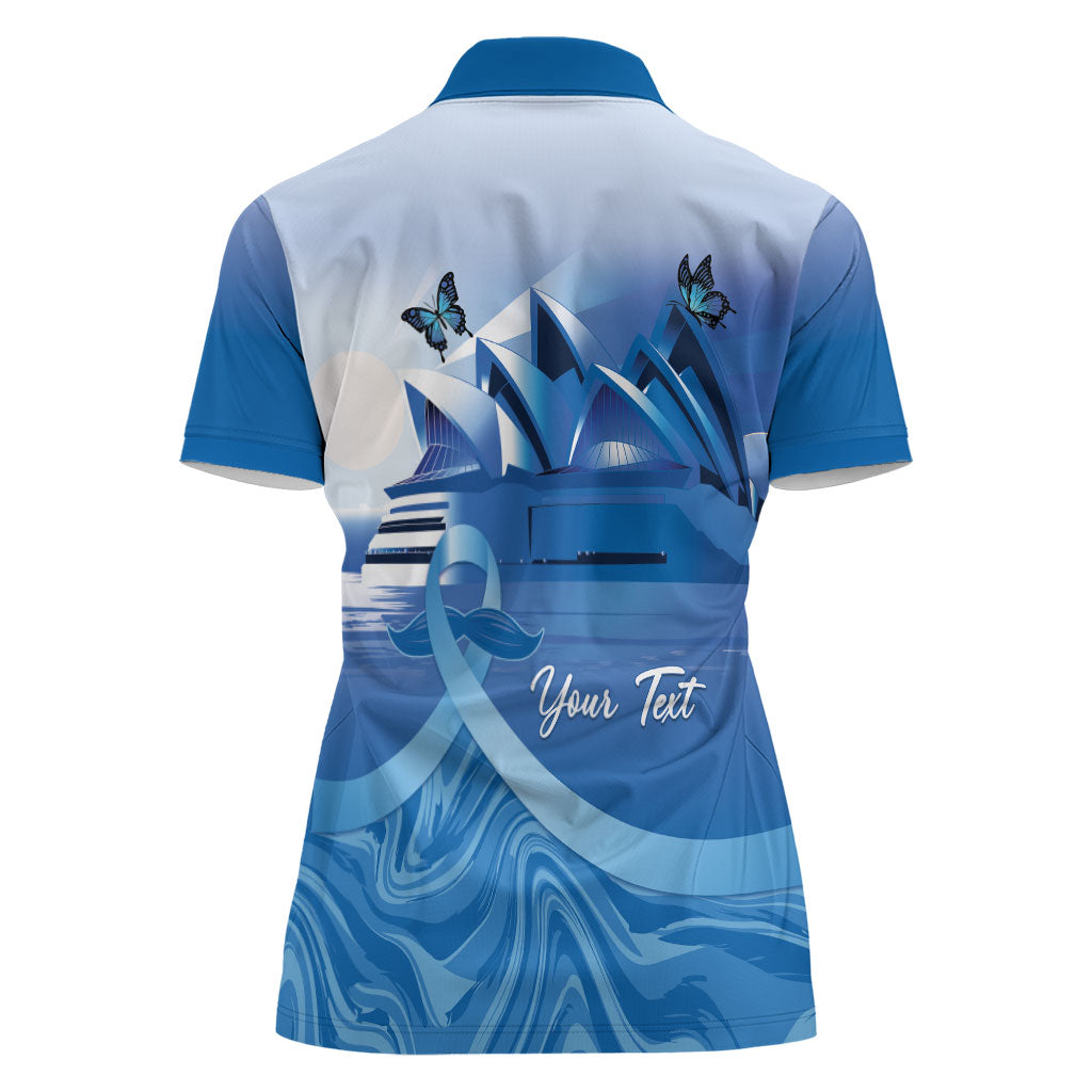 Personalised Australia Prostate Cancer Awareness Women Polo Shirt Aussie Blue Ribbon Sydney Opera House