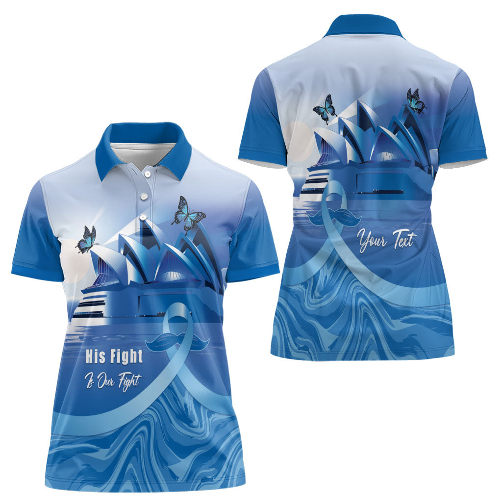 Personalised Australia Prostate Cancer Awareness Women Polo Shirt Aussie Blue Ribbon Sydney Opera House