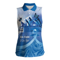 Personalised Australia Prostate Cancer Awareness Women Sleeveless Polo Shirt Aussie Blue Ribbon Sydney Opera House