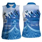 Personalised Australia Prostate Cancer Awareness Women Sleeveless Polo Shirt Aussie Blue Ribbon Sydney Opera House