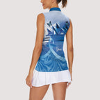 Personalised Australia Prostate Cancer Awareness Women Sleeveless Polo Shirt Aussie Blue Ribbon Sydney Opera House
