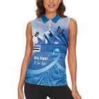 Personalised Australia Prostate Cancer Awareness Women Sleeveless Polo Shirt Aussie Blue Ribbon Sydney Opera House