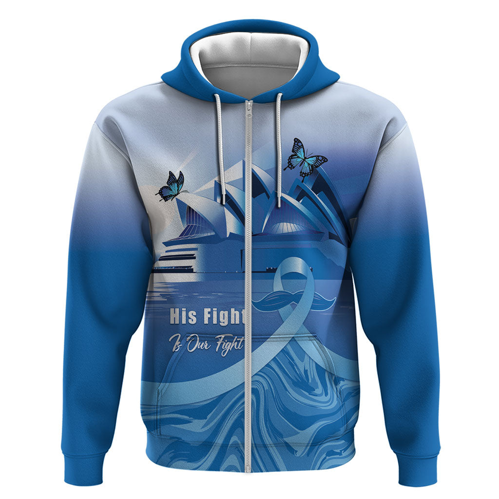 Personalised Australia Prostate Cancer Awareness Zip Hoodie Aussie Blue Ribbon Sydney Opera House