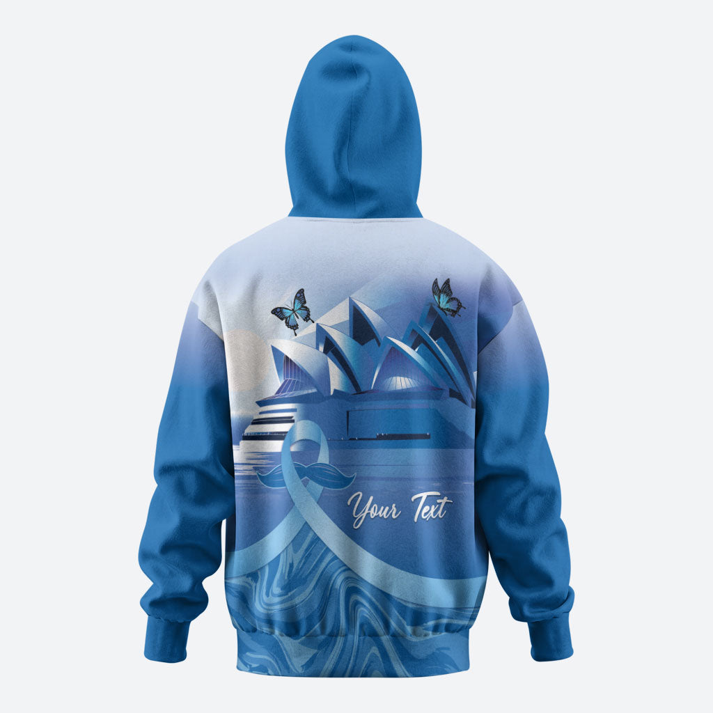 Personalised Australia Prostate Cancer Awareness Zip Hoodie Aussie Blue Ribbon Sydney Opera House