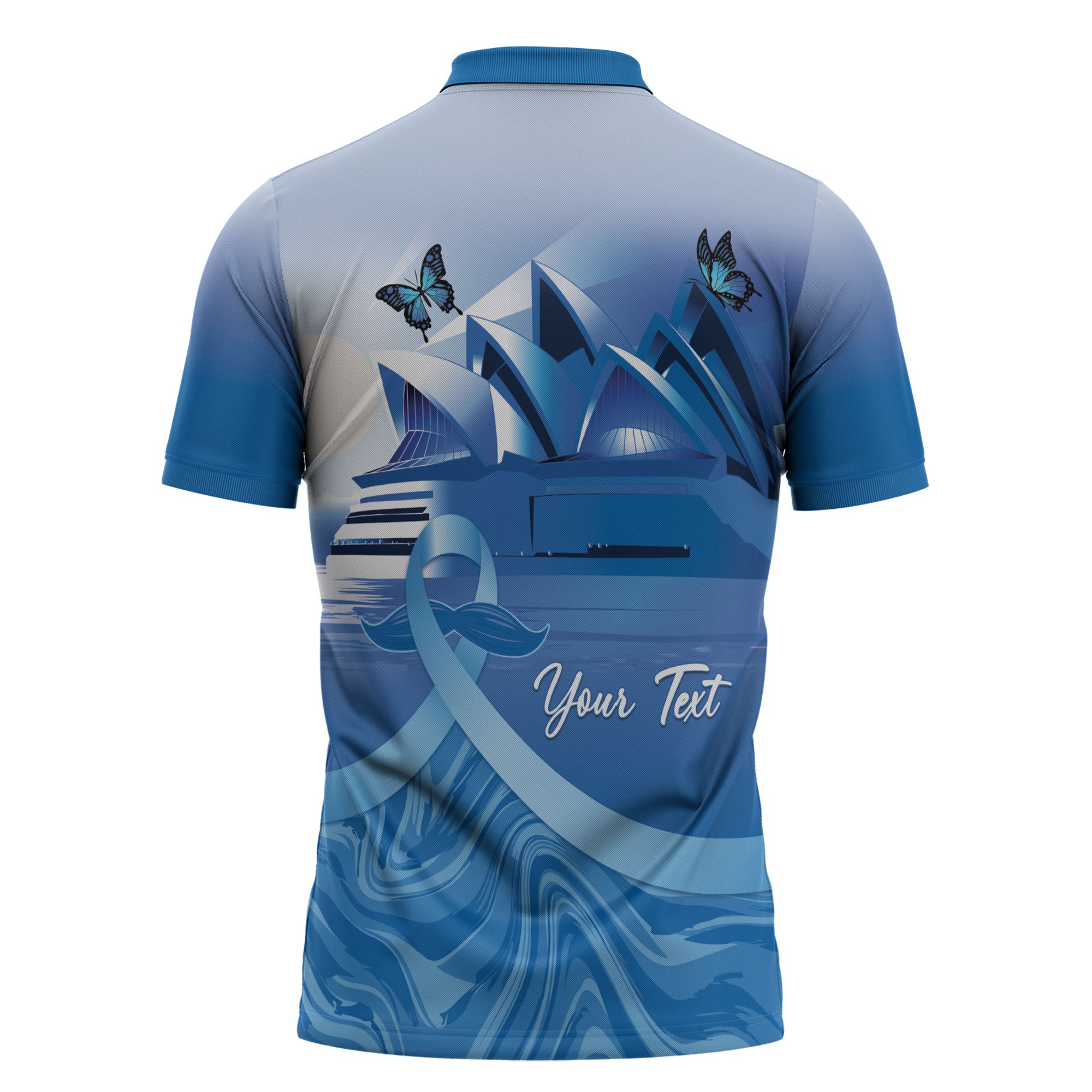 Personalised Australia Prostate Cancer Awareness Zipper Polo Shirt Aussie Blue Ribbon Sydney Opera House