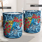 New Zealand Father's Day Laundry Basket Best Dad Trophy Red Rose Maori Pattern