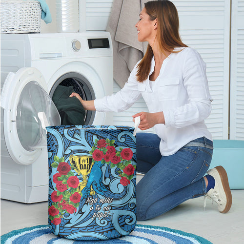 New Zealand Father's Day Laundry Basket Best Dad Trophy Red Rose Maori Pattern