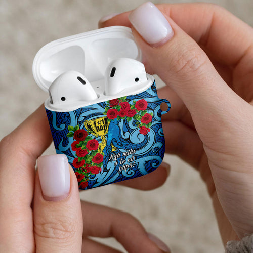 New Zealand Father's Day AirPods Case Best Dad Trophy Red Rose Maori Pattern