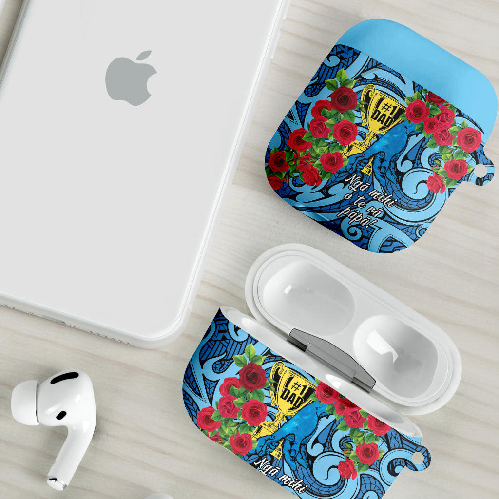 New Zealand Father's Day AirPods Case Best Dad Trophy Red Rose Maori Pattern