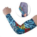 Personalised New Zealand Father's Day Arm Sleeves Best Dad Trophy Red Rose Maori Pattern