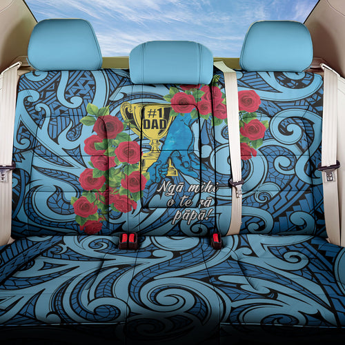 New Zealand Father's Day Back Car Seat Cover Best Dad Trophy Red Rose Maori Pattern