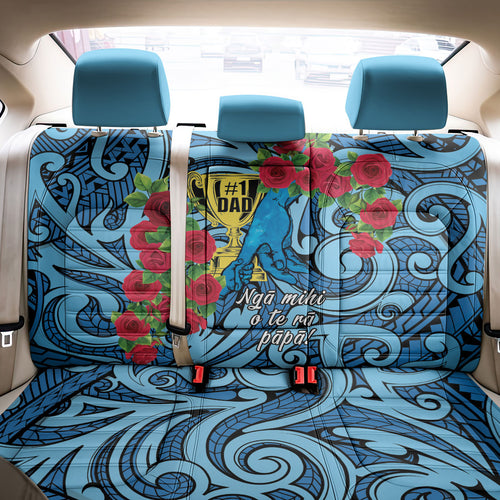 New Zealand Father's Day Back Car Seat Cover Best Dad Trophy Red Rose Maori Pattern