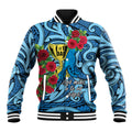 Personalised New Zealand Father's Day Baseball Jacket Best Dad Trophy Red Rose Maori Pattern