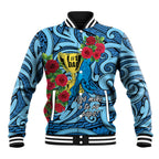 Personalised New Zealand Father's Day Baseball Jacket Best Dad Trophy Red Rose Maori Pattern