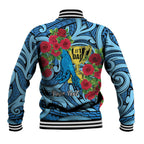Personalised New Zealand Father's Day Baseball Jacket Best Dad Trophy Red Rose Maori Pattern