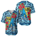 Personalised New Zealand Father's Day Baseball Jersey Best Dad Trophy Red Rose Maori Pattern