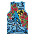 Personalised New Zealand Father's Day Basketball Jersey Best Dad Trophy Red Rose Maori Pattern