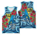 Personalised New Zealand Father's Day Basketball Jersey Best Dad Trophy Red Rose Maori Pattern