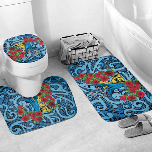 New Zealand Father's Day Bathroom Set Best Dad Trophy Red Rose Maori Pattern