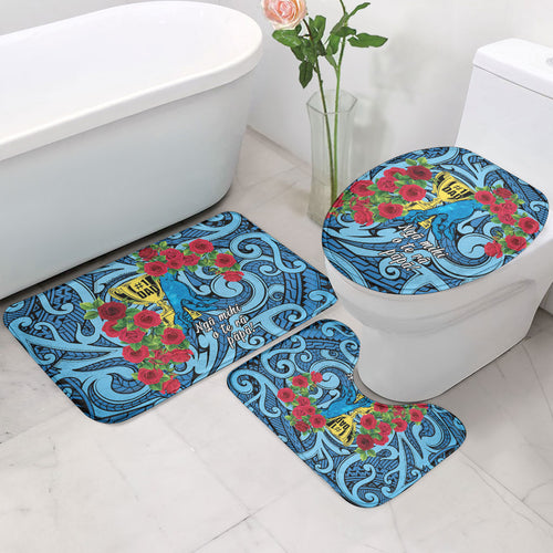 New Zealand Father's Day Bathroom Set Best Dad Trophy Red Rose Maori Pattern