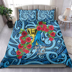 New Zealand Father's Day Bedding Set Best Dad Trophy Red Rose Maori Pattern