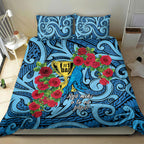 New Zealand Father's Day Bedding Set Best Dad Trophy Red Rose Maori Pattern