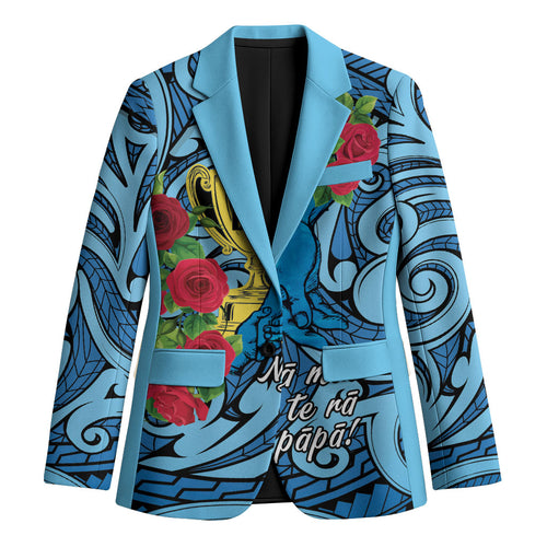 Personalised New Zealand Father's Day Blazer Best Dad Trophy Red Rose Maori Pattern