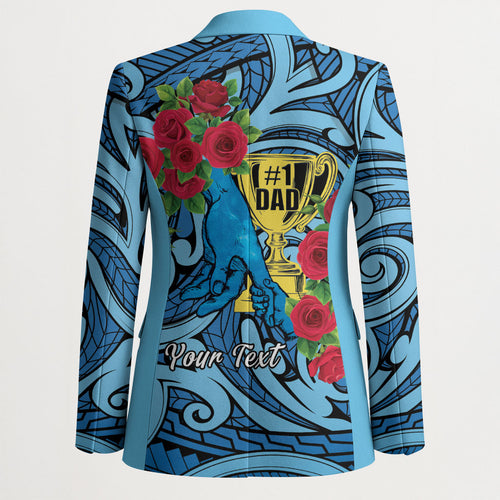 Personalised New Zealand Father's Day Blazer Best Dad Trophy Red Rose Maori Pattern