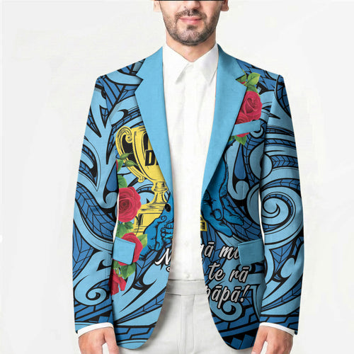 Personalised New Zealand Father's Day Blazer Best Dad Trophy Red Rose Maori Pattern